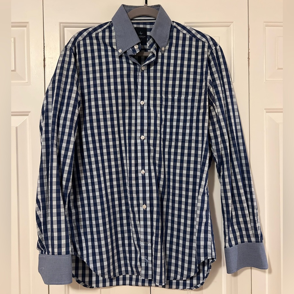 Tailorbyrd Navy and White Checkered Shirt